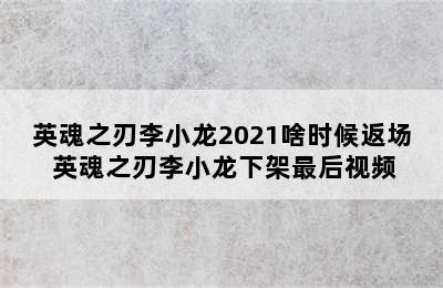 英魂之刃李小龙2021啥时候返场 英魂之刃李小龙下架最后视频